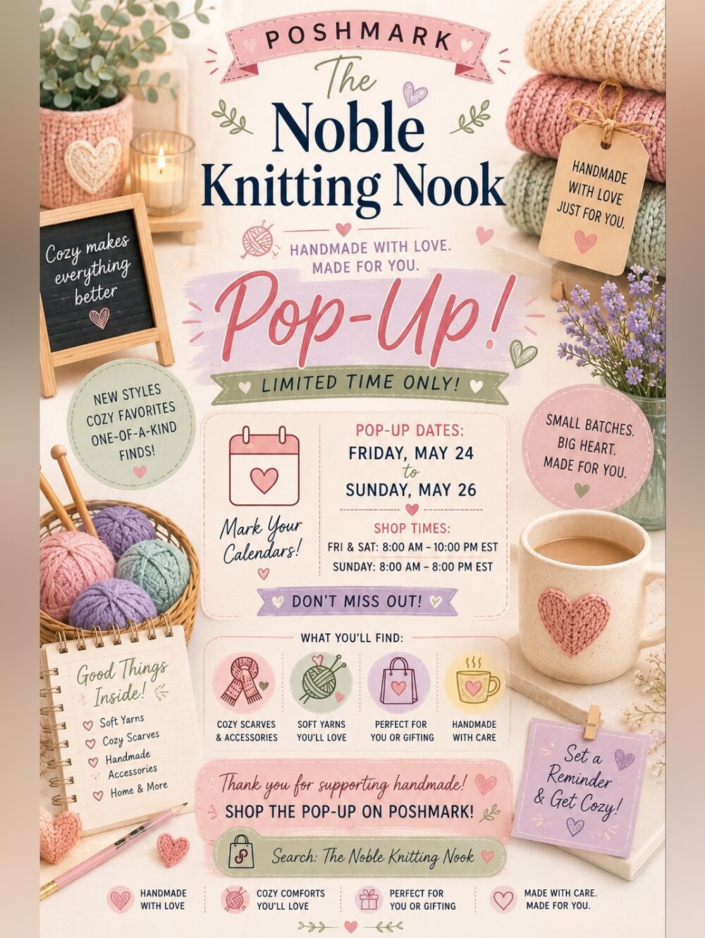 Pop-Up! Flyer  Cozy Pink & Cream.